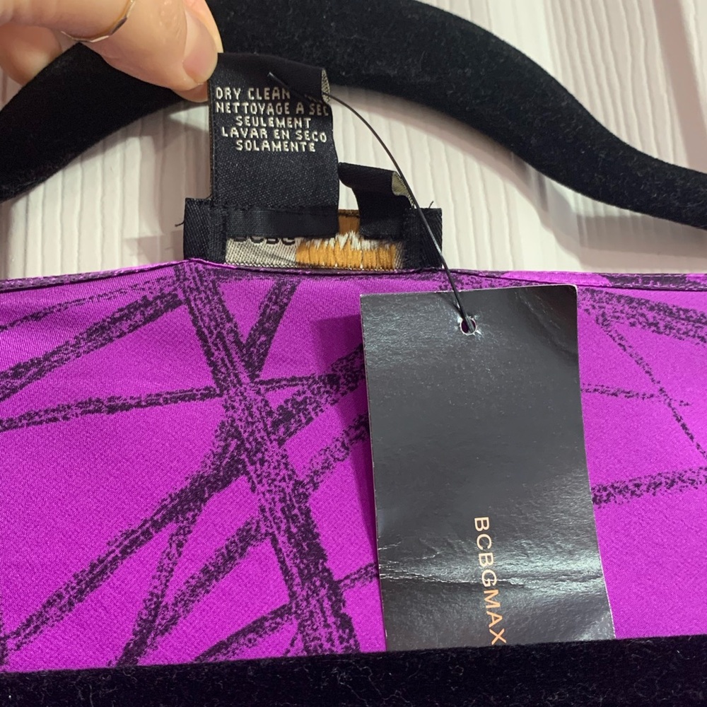 NWT VTG BCBGMAXAZRIA Purple Silk Midi Dress 4 - Picture 3 of 6